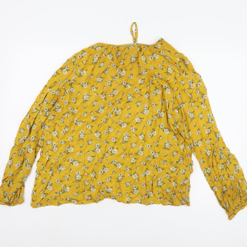 New Look Women's Yellow Floral Tunic Blouse Size 14