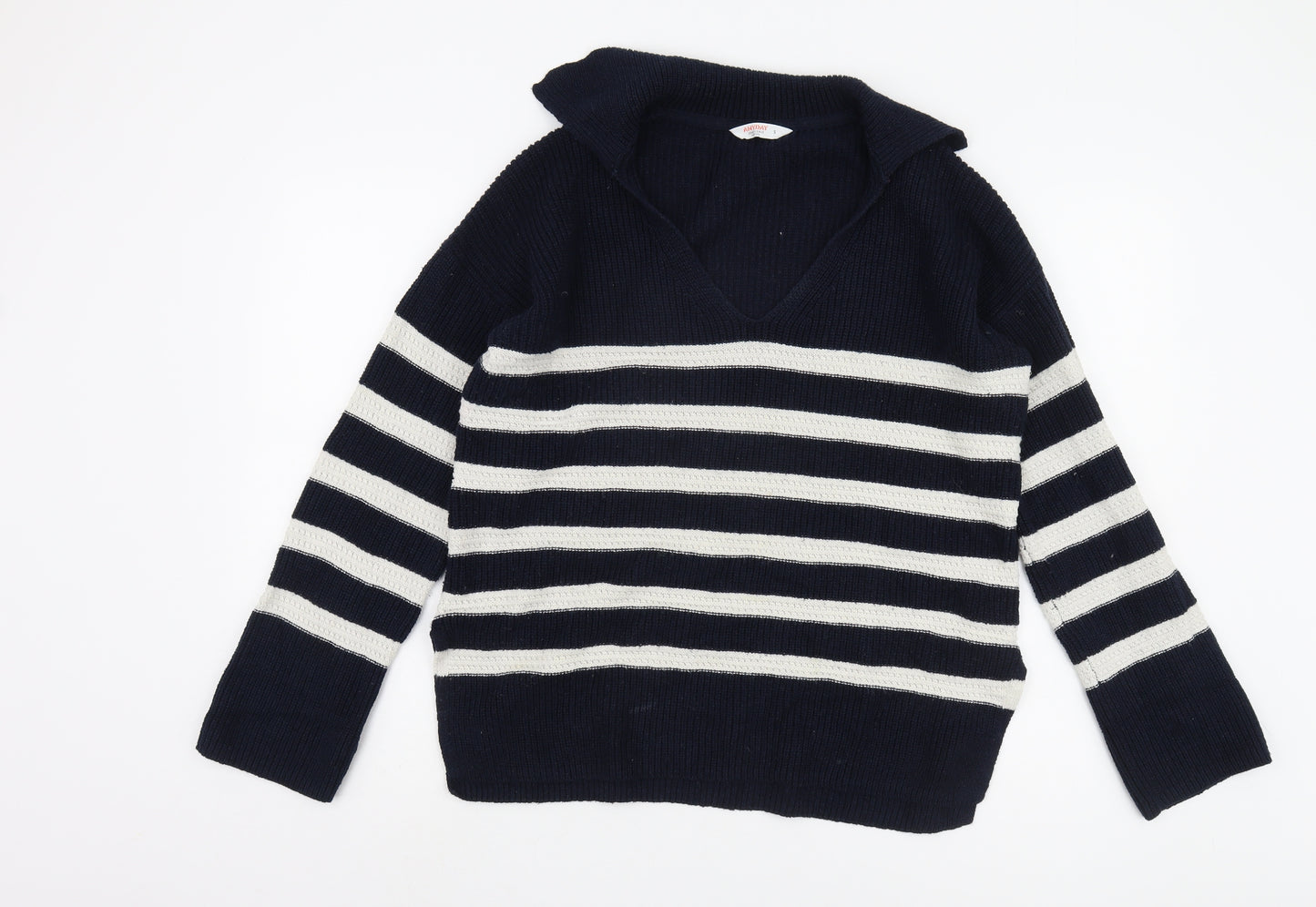 John Lewis Women's Blue Striped Pullover Jumper, Size S