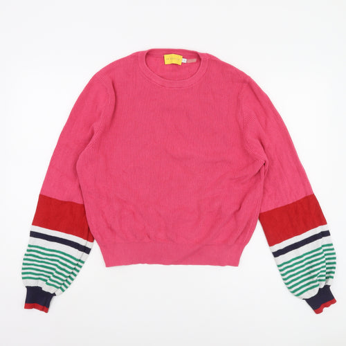 Laura Jackson Women's Pink Striped Pullover Jumper Size S