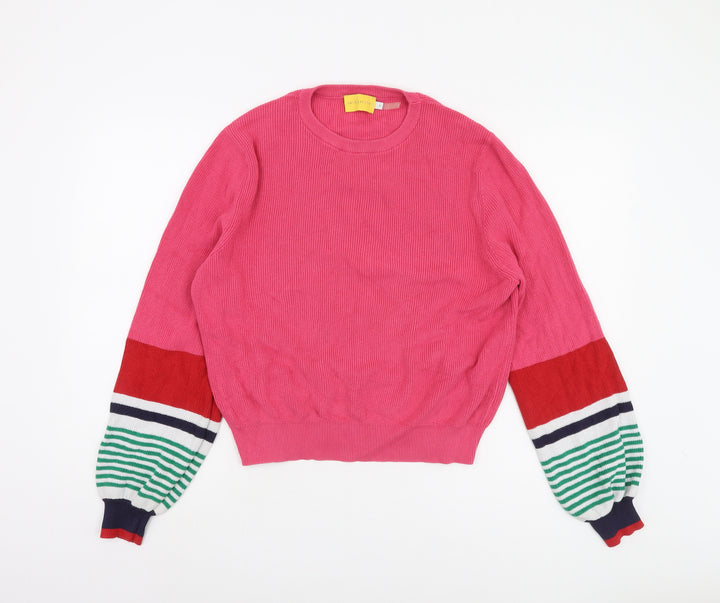 Laura Jackson Women's Pink Striped Pullover Jumper Size S