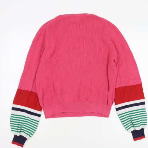 Laura Jackson Women's Pink Striped Pullover Jumper Size S