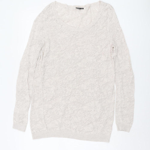 Warehouse Beige Women's Pullover Jumper UK 16