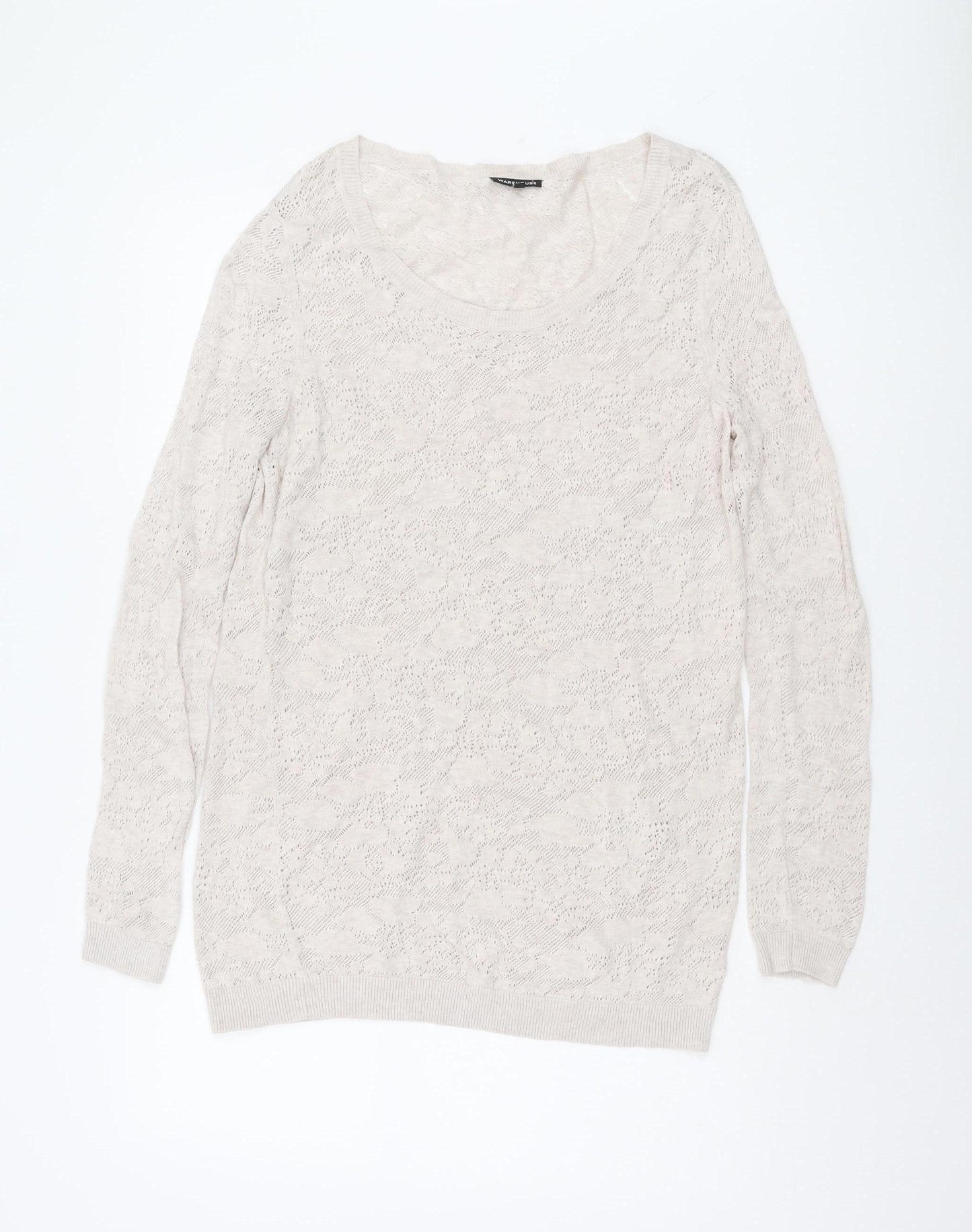 Warehouse Beige Women's Pullover Jumper UK 16