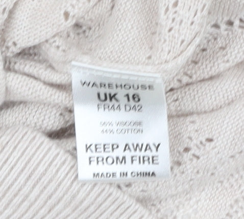 Warehouse Beige Women's Pullover Jumper UK 16