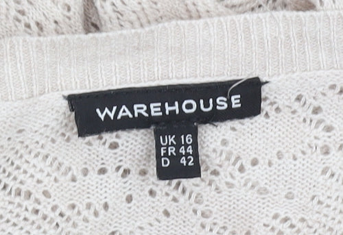 Warehouse Beige Women's Pullover Jumper UK 16