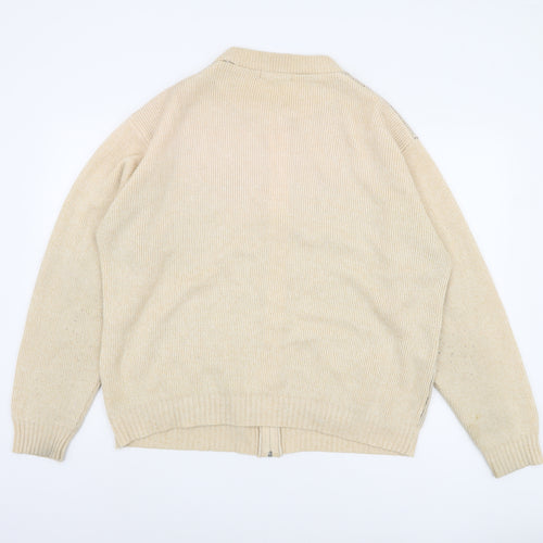 Premier Man XL Beige Full Zip Geometric Jumper