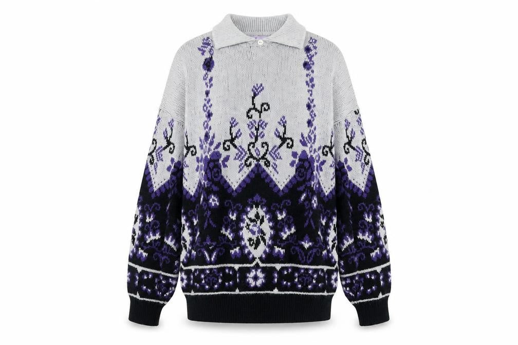Front view of Honey Women's Multicoloured Collared jumper