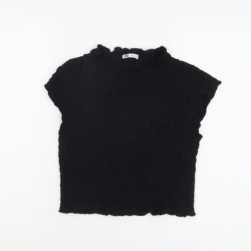 ZARA Women's Black Slim Fit T-Shirt S High Neck