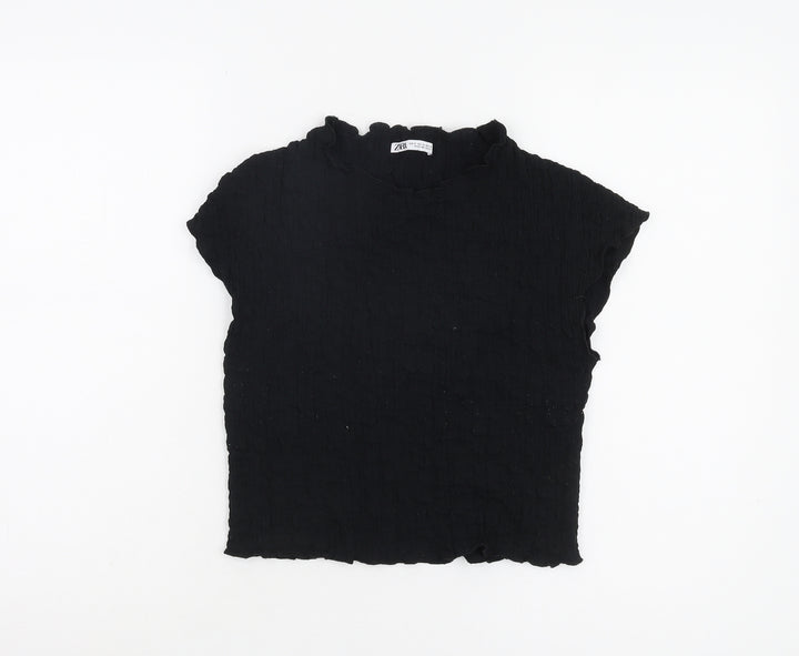 ZARA Women's Black Slim Fit T-Shirt S High Neck