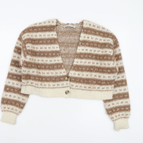 Bershka Women’s Brown Cardigan, Size M, V-Neck