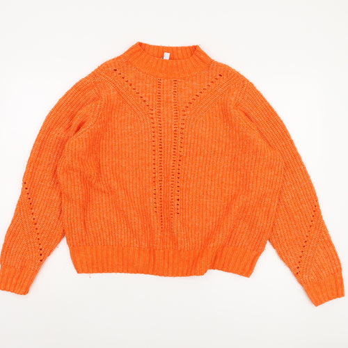 M&Co Women's Orange Mock Neck Pullover Jumper Size 18