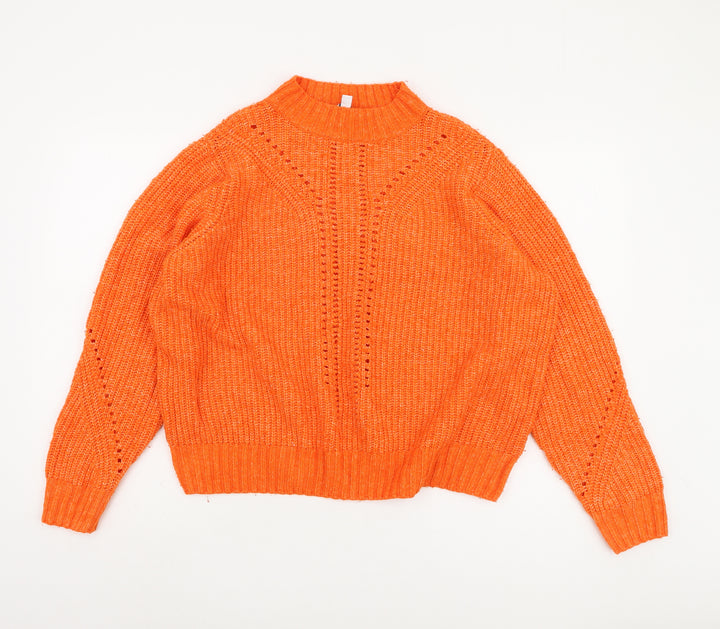 M&Co Women's Orange Mock Neck Pullover Jumper Size 18