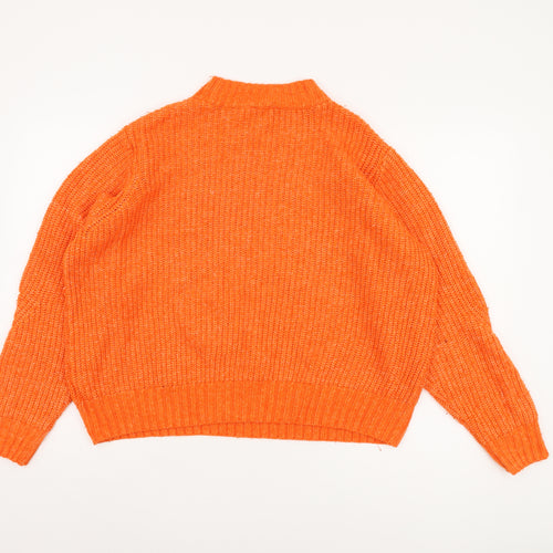 M&Co Women's Orange Mock Neck Pullover Jumper Size 18