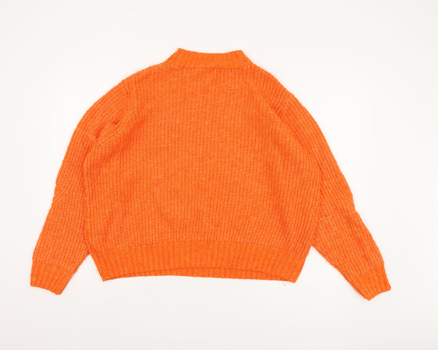 M&Co Women's Orange Mock Neck Pullover Jumper Size 18
