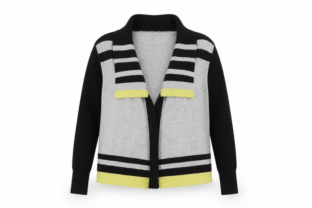 Front view of M&Co Women's Multicolour Striped Cardigan XS