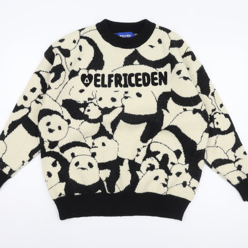 Elfric Eden Unisex Black Panda Pullover Jumper S