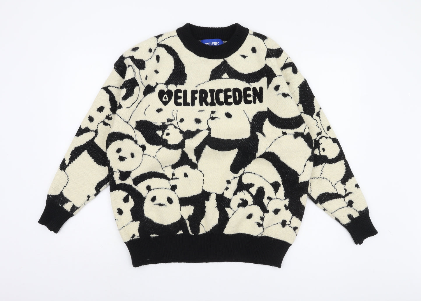 Elfric Eden Unisex Black Panda Pullover Jumper S