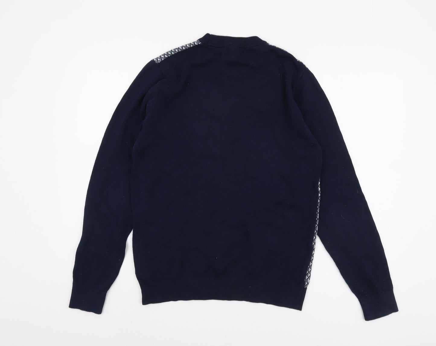 Next Men's Blue Pullover Jumper M Argyle Knit Classic