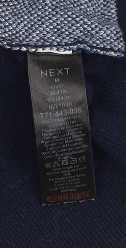 Next Men's Blue Pullover Jumper M Argyle Knit Classic