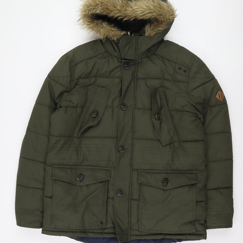 Next Men's Green XL Hooded Puffer Jacket