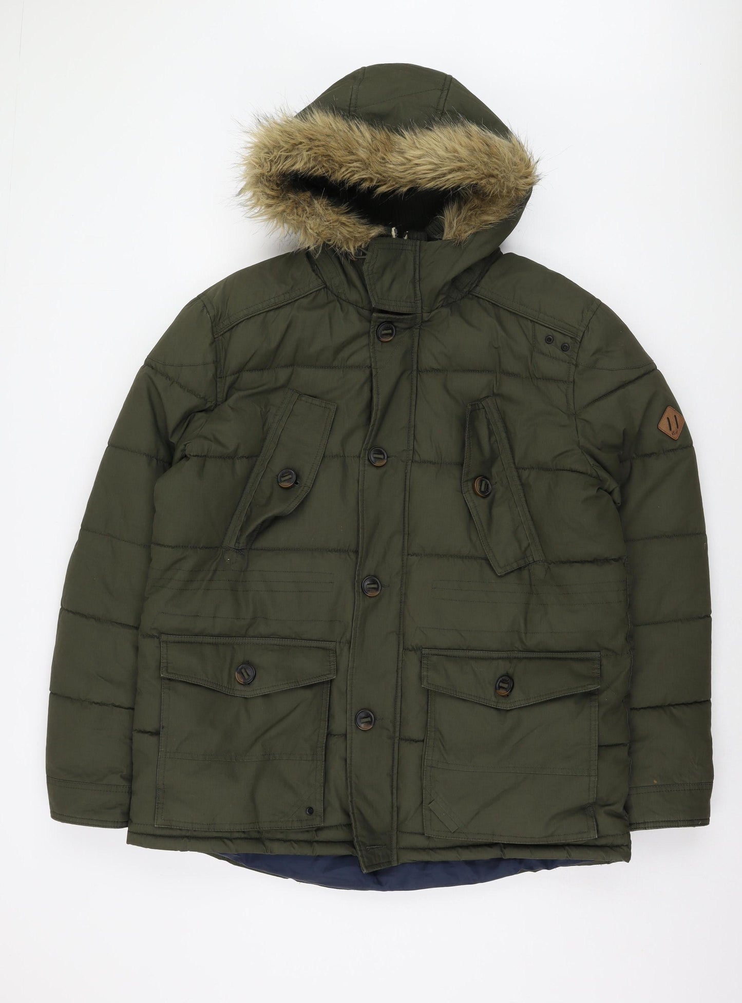Next Men's Green XL Hooded Puffer Jacket