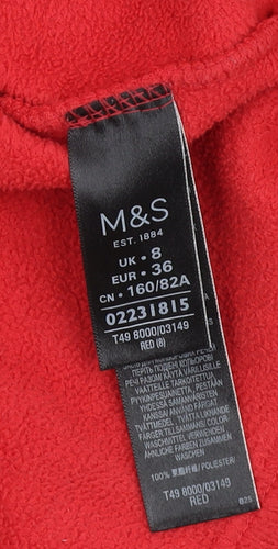 Marks and Spencer Women's Red Fleece Jacket Size 8