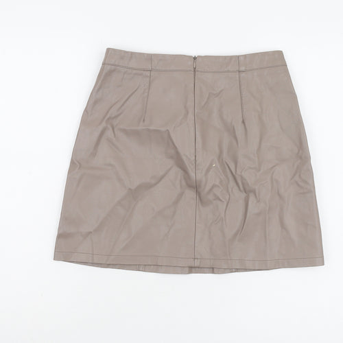 New Look Women’s Brown Zip Faux Leather Skirt Size 10