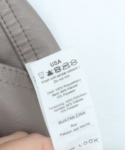 New Look Women’s Brown Zip Faux Leather Skirt Size 10
