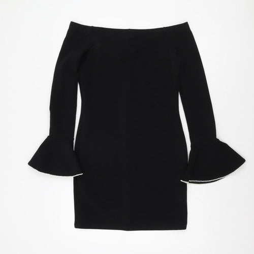 River Island Off-the-Shoulder Black Dress, Size 10
