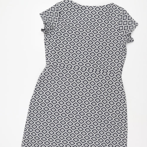 Next Women's Grey Geometric Shift Dress Size 16 Casual