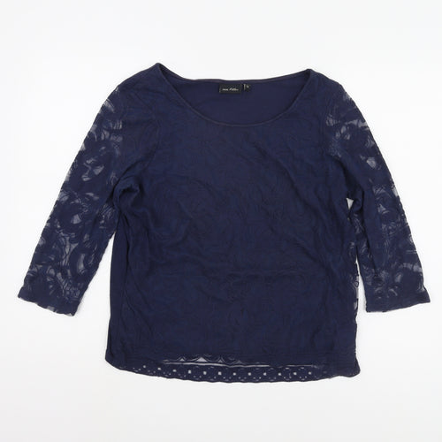 Next Women’s Blue Petite Top with Lace Sleeves