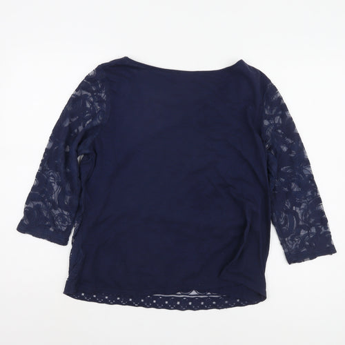 Next Women’s Blue Petite Top with Lace Sleeves