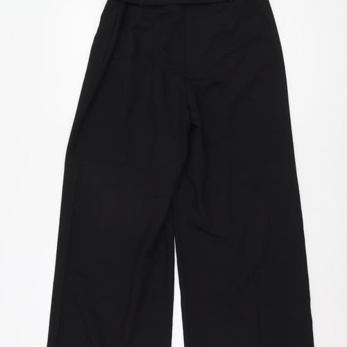 River Island Women's Black Wide-Leg Belted Trousers Size 12