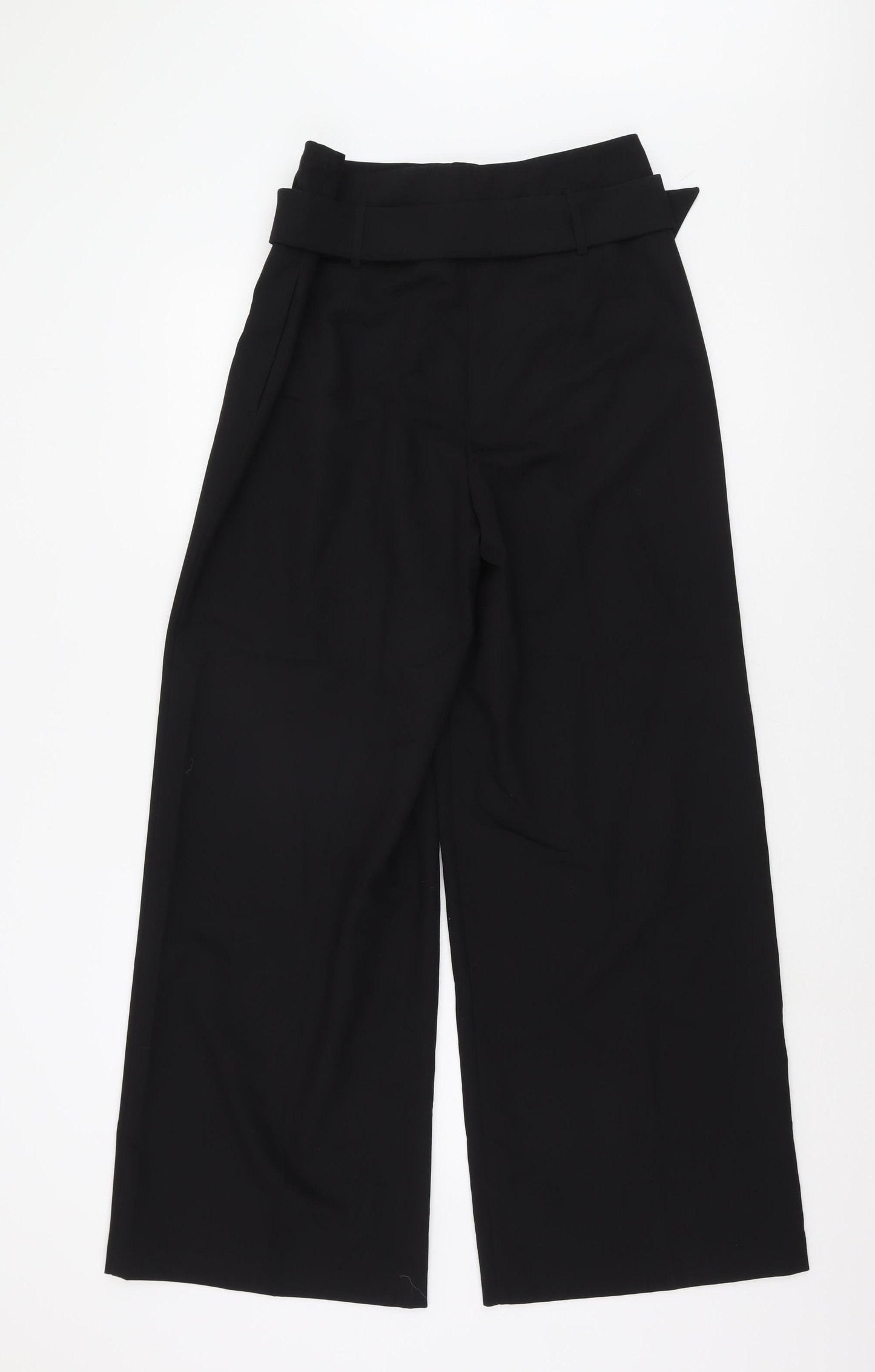 River Island Women's Black Wide-Leg Belted Trousers Size 12