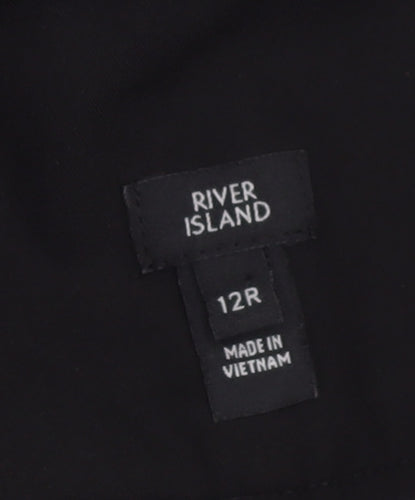 River Island Women's Black Wide-Leg Belted Trousers Size 12