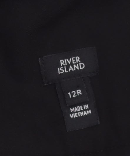 River Island Women's Black Wide-Leg Belted Trousers Size 12