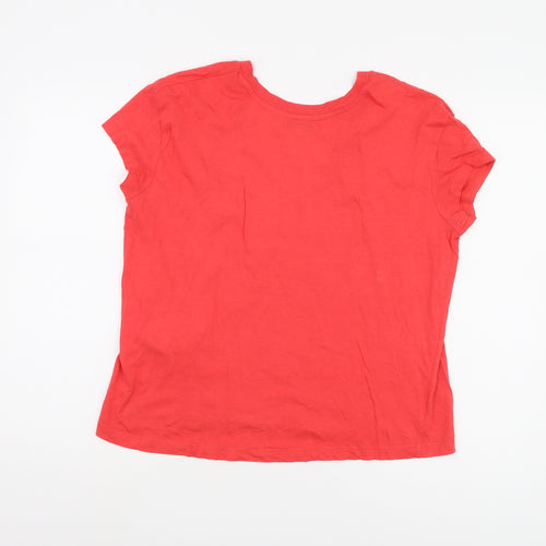 Zara Women's Red V-Neck T-Shirt, Size 12