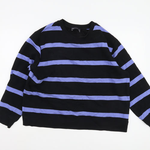 Marks and Spencer Women’s Black Striped Pullover - L