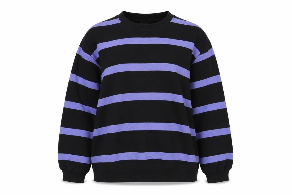 Front view of Marks & Spencer Women’s Black Striped Pullover - L