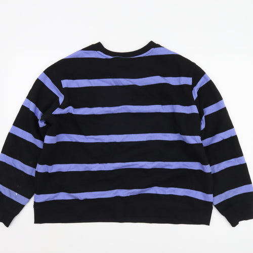 Marks and Spencer Women’s Black Striped Pullover - L