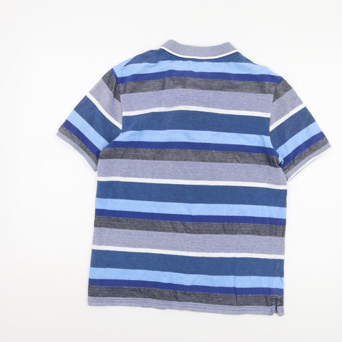 Atlantic Bay Men's Blue Striped Polo Shirt, Size S