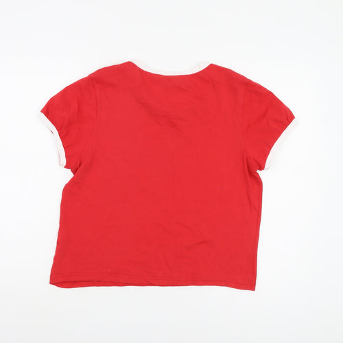 Topshop Women's Red Crew Neck Ringer T-Shirt Size 14