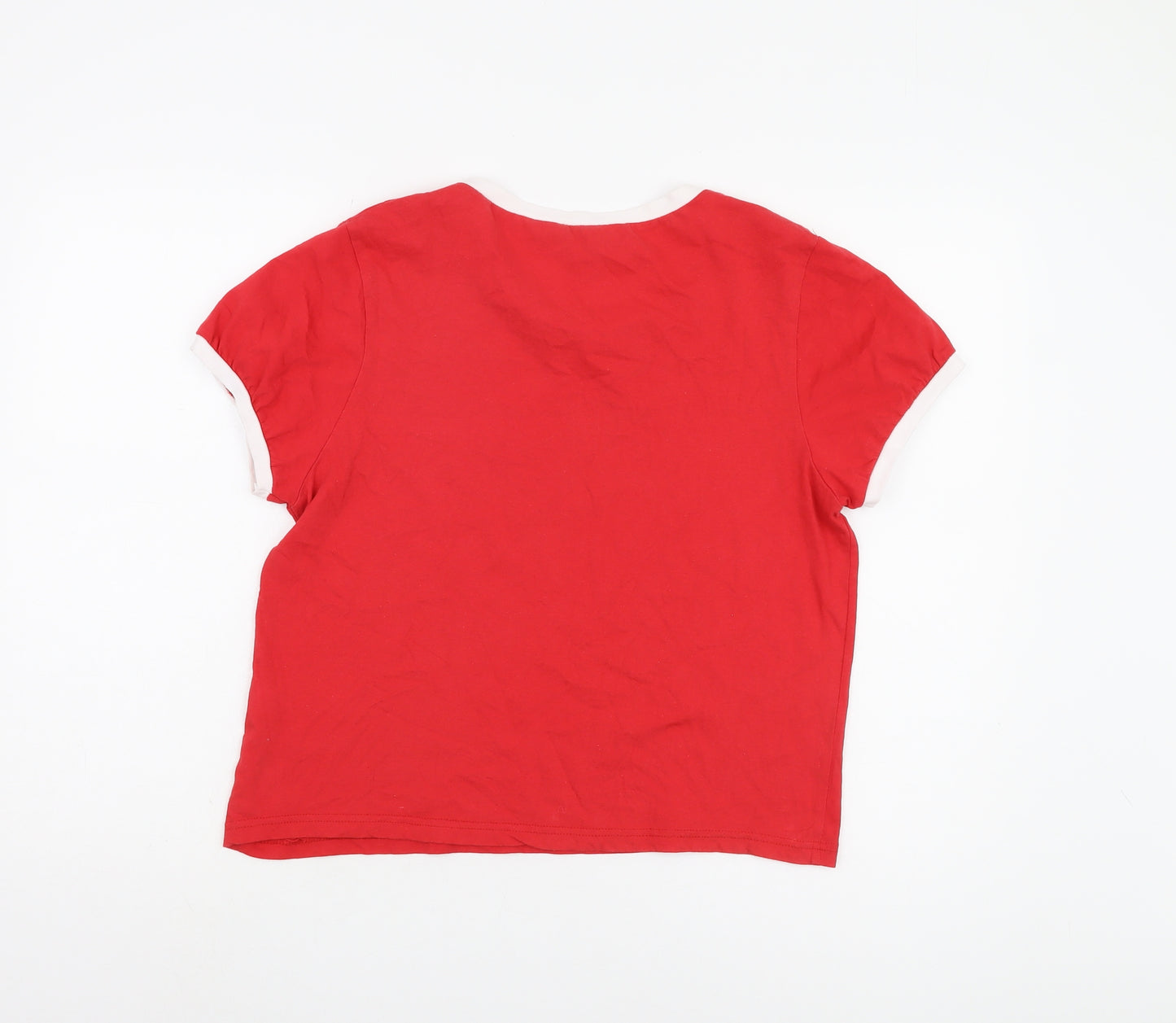 Topshop Women's Red Crew Neck Ringer T-Shirt Size 14