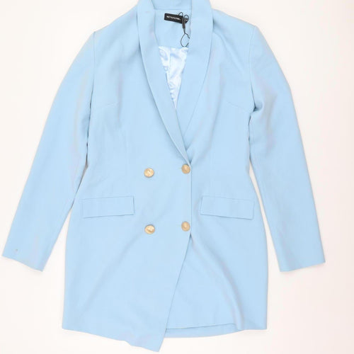 PrettyLittleThing Women's Blue Blazer UK 8 Double-Breasted