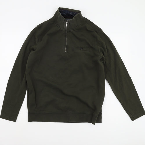 Dressmann Men's Green 1/4 Zip Sweatshirt - Medium