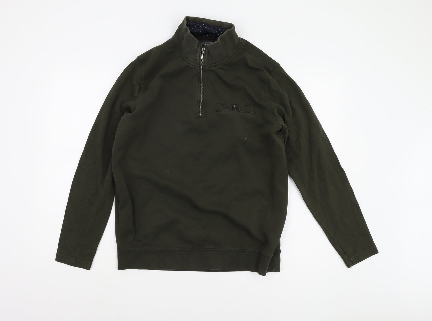 Dressmann Men's Green 1/4 Zip Sweatshirt - Medium