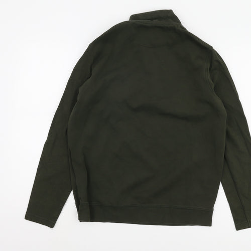 Dressmann Men's Green 1/4 Zip Sweatshirt - Medium