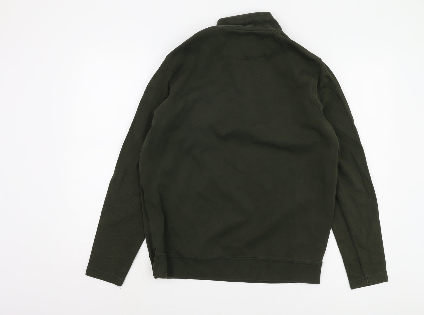 Dressmann Men's Green 1/4 Zip Sweatshirt - Medium