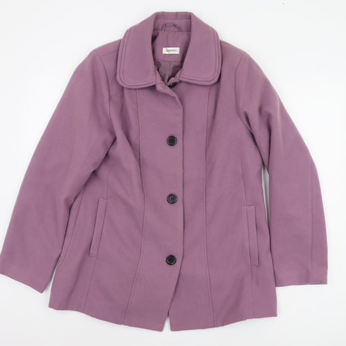 Damart Women's Purple Overcoat Size 14 - Classic & Stylish