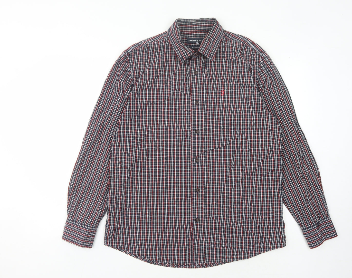 Farah Jeans Men's Plaid Long Sleeve Shirt - Large
